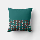 レトロカラーブロックティール（緑がかった色）&ブラウンカスタムファミリー クッション (裏面)