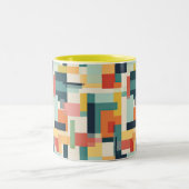 レトロカラーブロック抽象芸術ミッドセンチュリーモダン ツートーンマグカップ (中央)
