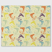 レトロカラーヘアドライヤー吹ドライヤーパターン（の模様が）ある ラッピングペーパー (フラット)