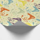 レトロカラーヘアドライヤー吹ドライヤーパターン（の模様が）ある ラッピングペーパー (角)