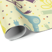 レトロカラーヘアドライヤー吹ドライヤーパターン（の模様が）ある ラッピングペーパー (ロールコーナー)