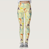 レトロカラーヘアドライヤー吹ドライヤーパターン（の模様が）ある レギンス (正面)