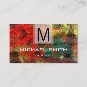 レトロカラーモダン木目モノグラム#3 名刺