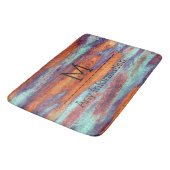 レトロカラー木目テクスチャモノグラム#2 バスマット (アングル)