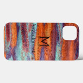 レトロカラー木目テクスチャモノグラム#2 Case-Mate iPhoneケース (裏面 (横))