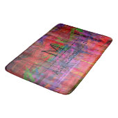 レトロカラー木目テクスチャモノグラム#4 バスマット (アングル)