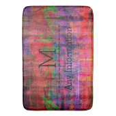 レトロカラー木目テクスチャモノグラム#4 バスマット (正面縦)