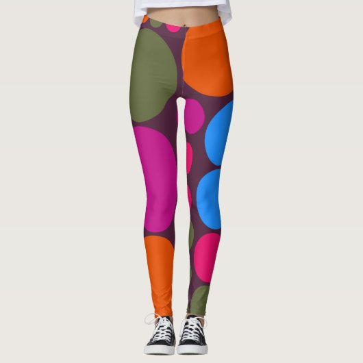 レトロカラー水玉模様パターン#15 レギンス (正面)