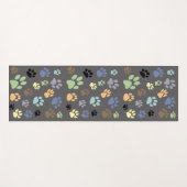 レトロカラー点在する犬または猫の前足プリント ヨガマット (正面(横))