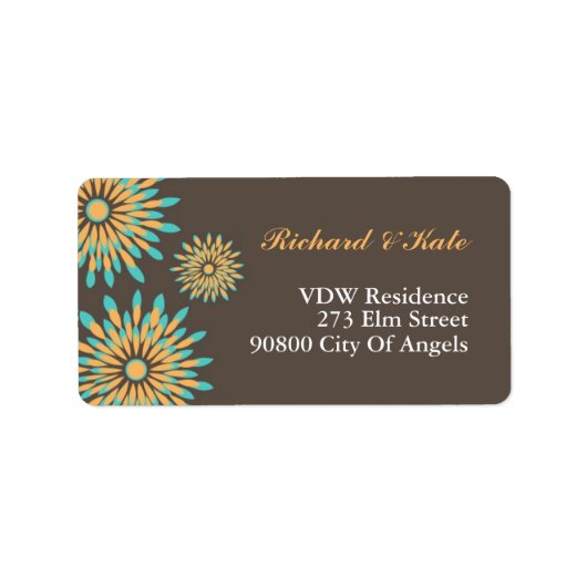 レトロカラー花柄住所 シール (正面)