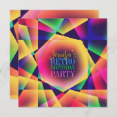 レトロカラー誕生日パーティー招待状 招待状 (正面/裏面)