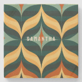 レトロカラー70sパターンヴィンテージ ストーンコースター (正面)