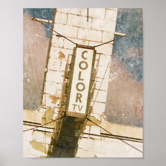レトロカラーTVモーテルヴィンテージサインアーカイブ ポスター (正面)