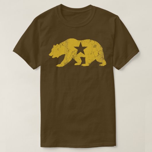 レトロカリフォルニアゴールデン州ベア Tシャツ (デザイン正面)