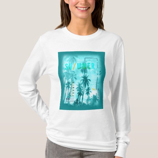 レトロカリフォルニアサマーデザイン Tシャツ (正面)