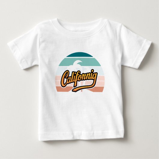 レトロカリフォルニアサンセットタイポグラフィTシャツ ベビーTシャツ (正面)