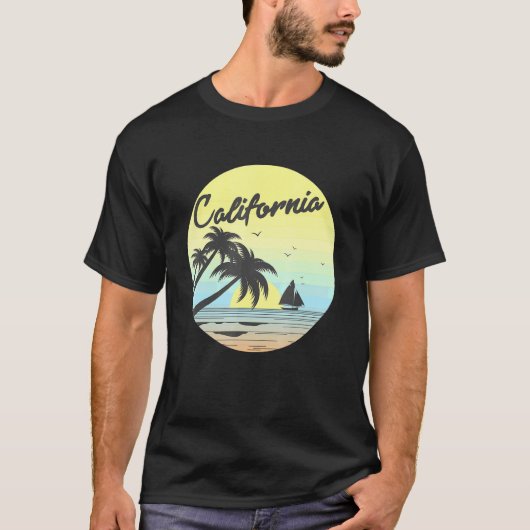 レトロカリフォルニアサーフヴィンテージビーチカリ70sヴェニック tシャツ (正面)