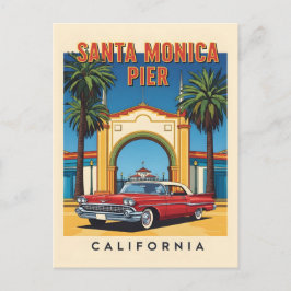 レトロカリフォルニアドリームサンタモニカピア ポストカード