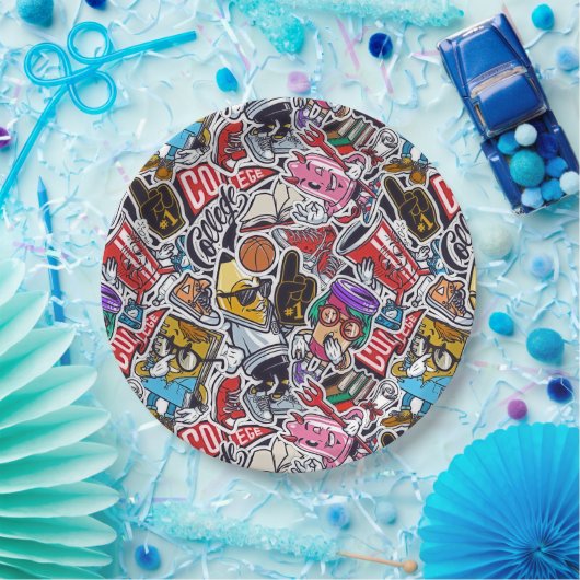 レトロカレッジビベス紙プレート-パーティースタイル! ペーパープレート (パーティー)