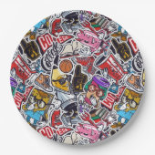 レトロカレッジビベス紙プレート-パーティースタイル! ペーパープレート (正面)