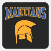 レトロカレッジブルーオレンジマーティアンバスタンススポーツ スクエアシール (正面)