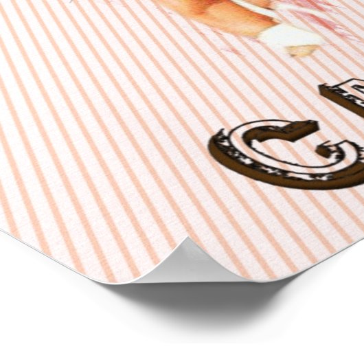 レトロカレンダーガールピンアップヴィンテージスタイルデザイン ポスター (角)