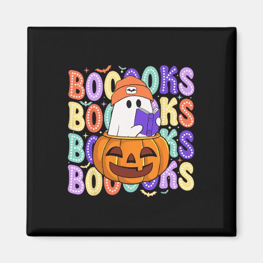 レトロカワイイ幽霊先生ハロウィーンライブラリ読ア マグネット (正面)