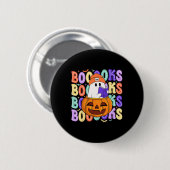 レトロカワイイ幽霊先生ハロウィーンライブラリ読ア 缶バッジ (正面&裏面)
