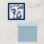 レトロカワイイ ブルー クリスマス ノートカード (正面/裏面)