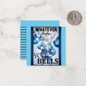 レトロカワイイ ブルー クリスマス ノートカード (正面/裏面インサイチュ)