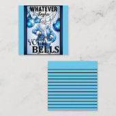 レトロカワイイ ブルー クリスマス ノートカード (正面/裏面)