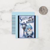 レトロカワイイ ブルー クリスマス ノートカード (正面/裏面インサイチュ)