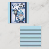 レトロカワイイ ブルー クリスマス ノートカード (正面/裏面)