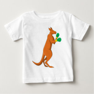 レトロカンガルーのボクサーの外枠 ベビーTシャツ