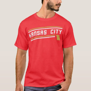 レトロカンザスシティーストライプミズーリの地図の概要 Tシャツ