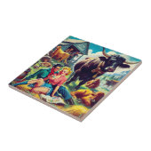 レトロカントリーカップルイラストレーション タイル (側面)