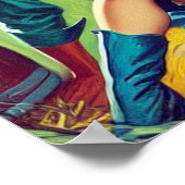 レトロカントリーカップルイラストレーション ポスター (角)