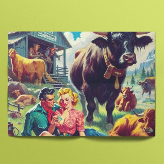 レトロカントリーカップルイラストレーション 薄葉紙