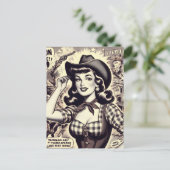 レトロカントリーガールイラストレーション ポストカード (スタンド正面)