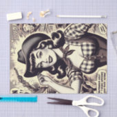 レトロカントリーガールイラストレーション 薄葉紙 (クラフト)