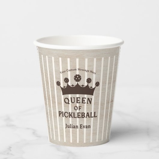 レトロカントリークラブウッドグレインストライプクイーンオブ 紙コップ (正面)