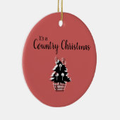 レトロカントリークリスマスレッドとベージュ セラミックオーナメント (右)