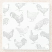 レトロカントリーファームチキンパターン ガラスコースター (裏面)