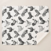 レトロカントリーファームチキンパターン シェルパブランケット (正面(横))