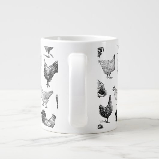 レトロカントリーファームチキンパターン ジャンボコーヒーマグカップ (裏面)
