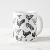 レトロカントリーファームチキンパターン ジャンボコーヒーマグカップ (正面右)