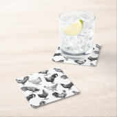 レトロカントリーファームチキンパターン スクエアペーパーコースター (インサイチュ)