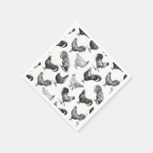 レトロカントリーファームチキンパターン スタンダードカクテルナプキン (角)