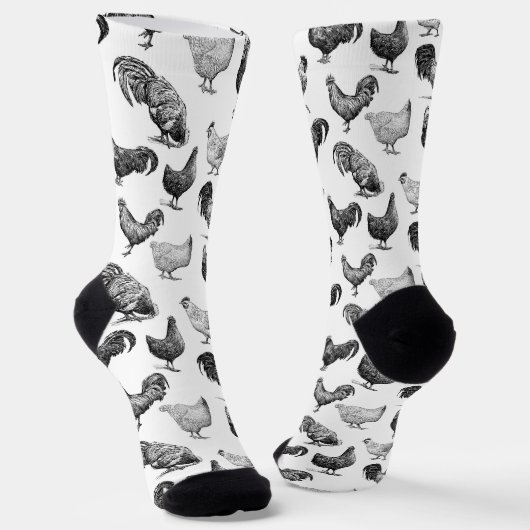 レトロカントリーファームチキンパターン ソックス (傾斜あり)