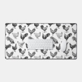 レトロカントリーファームチキンパターン デスクマット (キーボード&マウス)